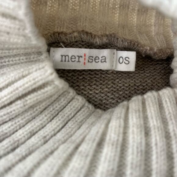 Mersea The Lisbon Traveler Mock Neck Side Slit Sweater in Driftwood and Seasalt - Picture 7 of 12